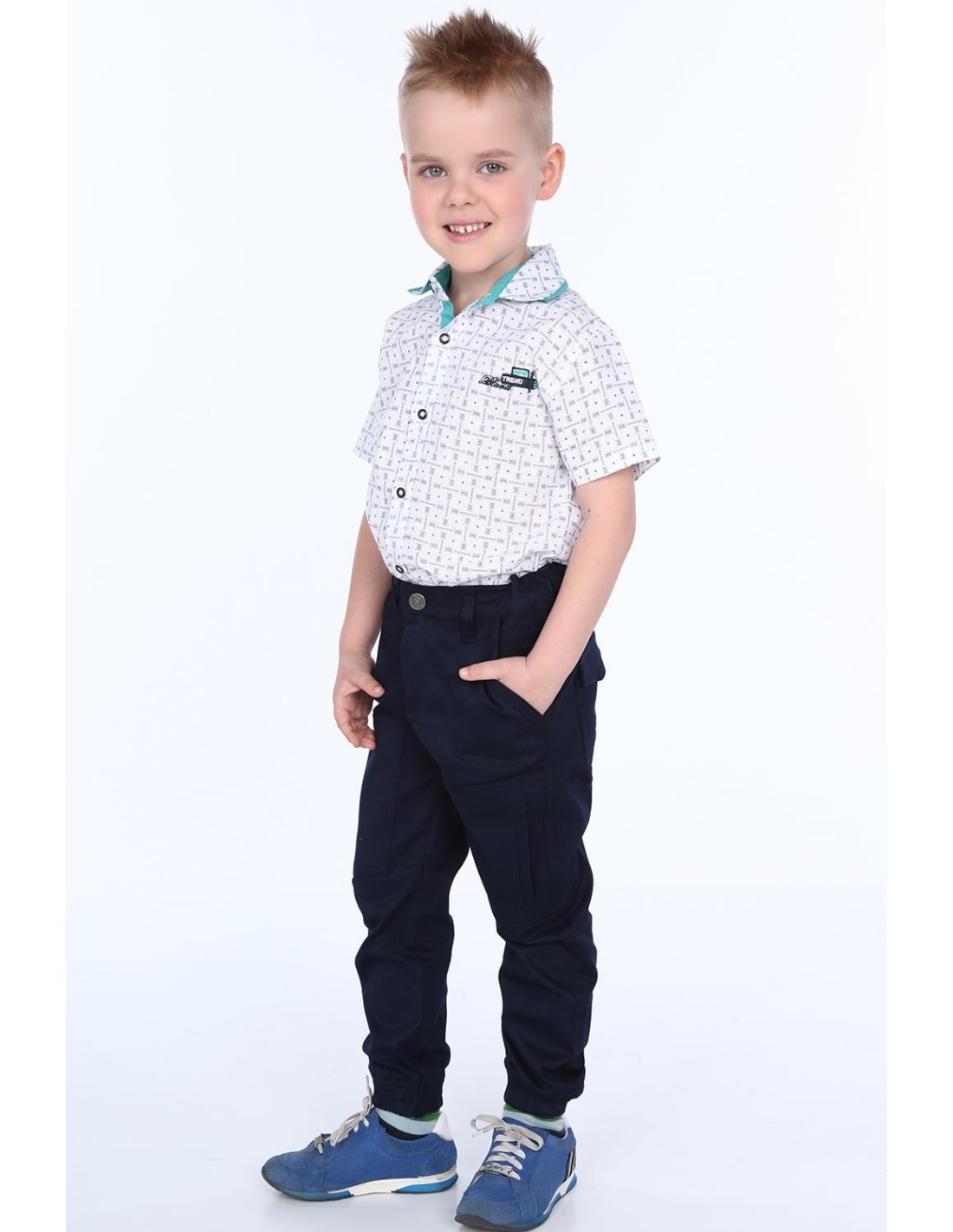 Boy\'s short-sleeved shirt, white, NDZ7462 - Online store - Boutique